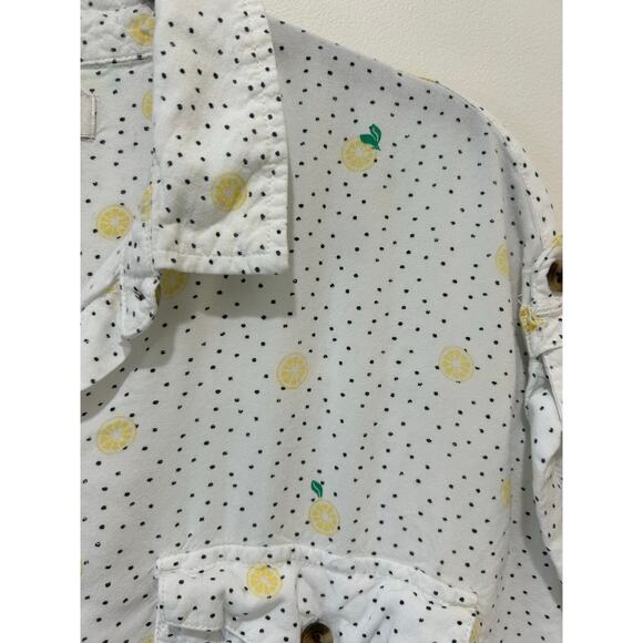 SO lemon shirt size L white with lemon print sleeveless button down - Picture 2 of 7